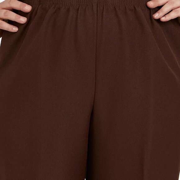 Alfred Dunner Women Plus Size Classic Pull-On Straight-Leg Pant Brown 18W SMALL - Picture 5 of 5